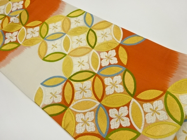 七宝模様織出し袋帯